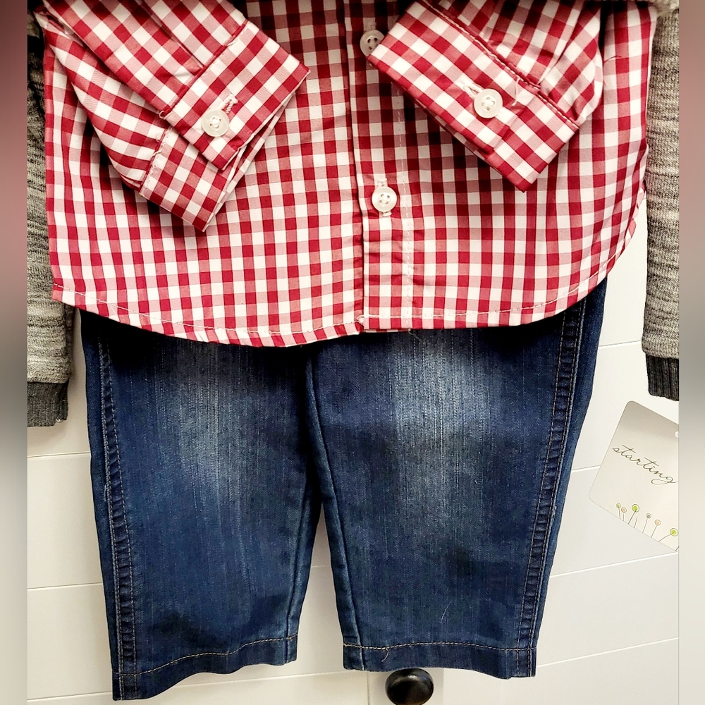 NWT Starting Out Boys Outfit Size 12 Months Sweater Collared Button Up & Pants - Picture 5 of 6